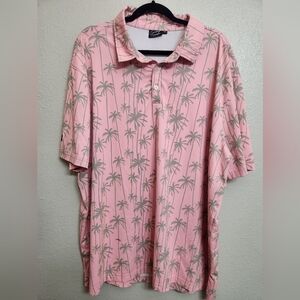Pink Palm Tree Print Men's Shirt
